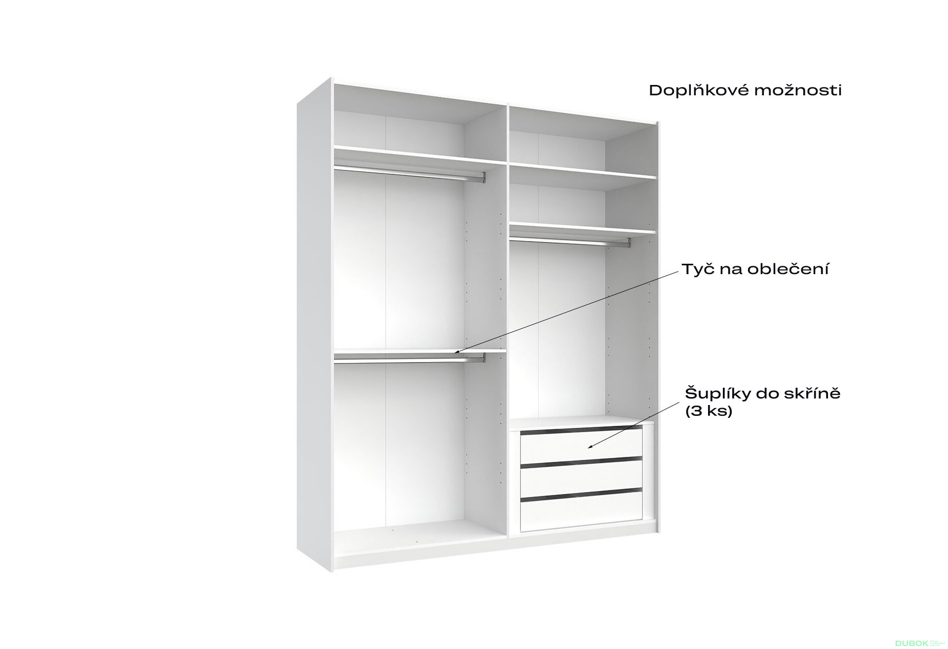 Fotografia 4 - Skriňa s posuvnými dverami 2,0x2,4m (Dvere Lesklé Biele), séria N Family