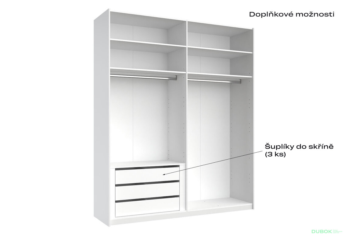 Fotografia 6 - Skriňa s posuvnými dverami 2,0x2,4m (Dvere Lesklé Biele), séria N Family