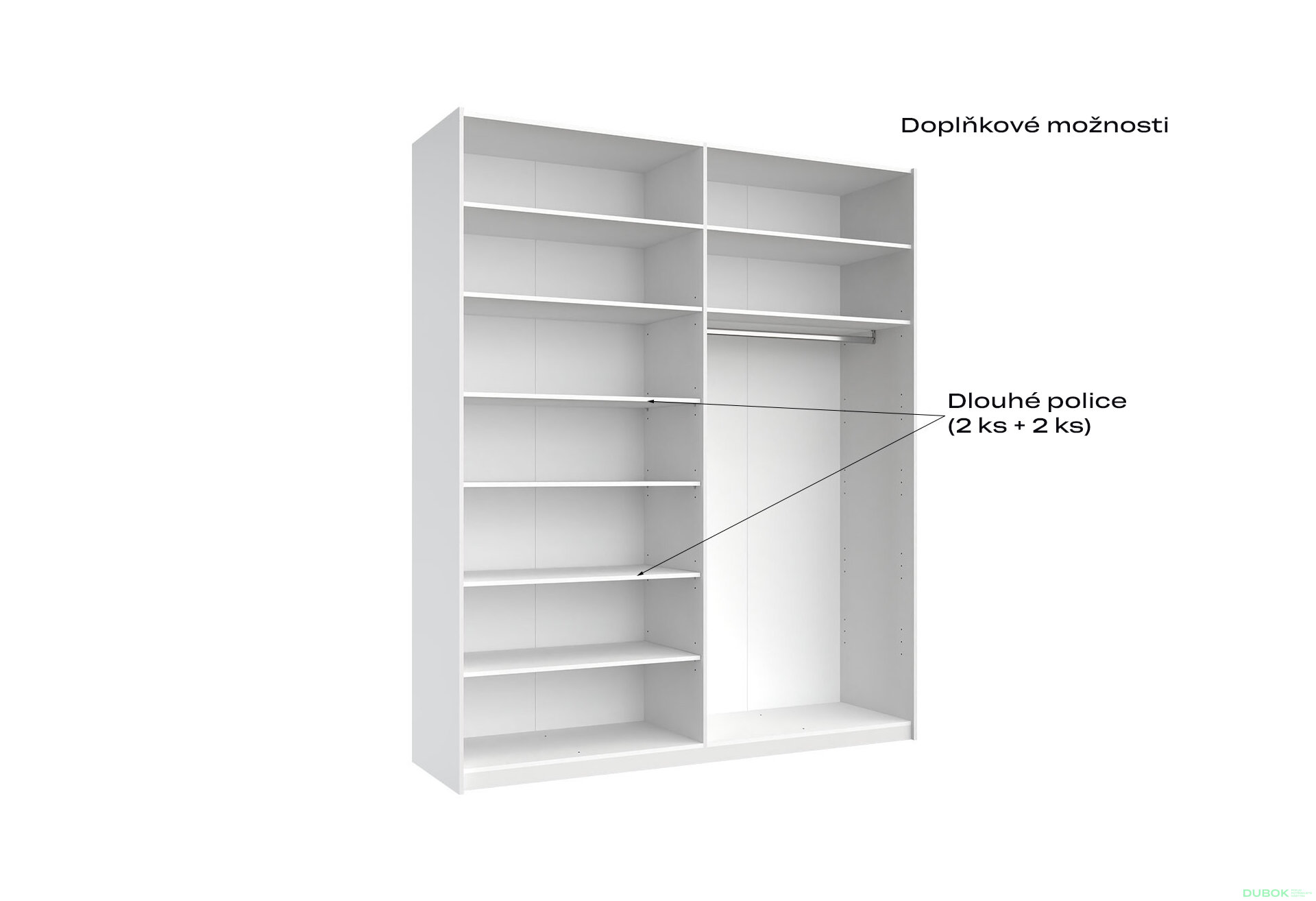 Fotografia 11 - Skriňa s posuvnými dverami 2,0x2,4m (Dvere Lesklé Biele), séria N Family