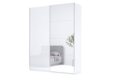 Skriňa s posuvnými dverami 2,0x2,4m (Dvere Lesklé Biele/Zrkadlo), séria N