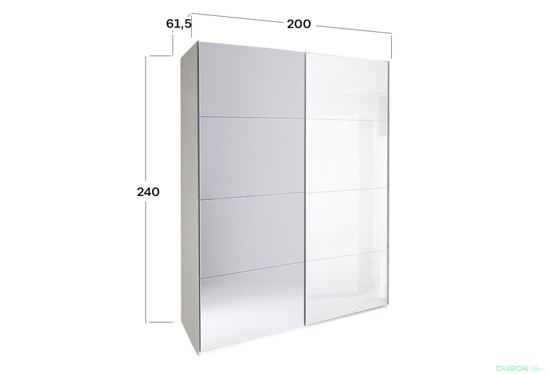 Fotografia 11 - Skriňa s posuvnými dverami 2,0x2,4m (Dvere Lesklé Biele/Zrkadlo), séria N Family