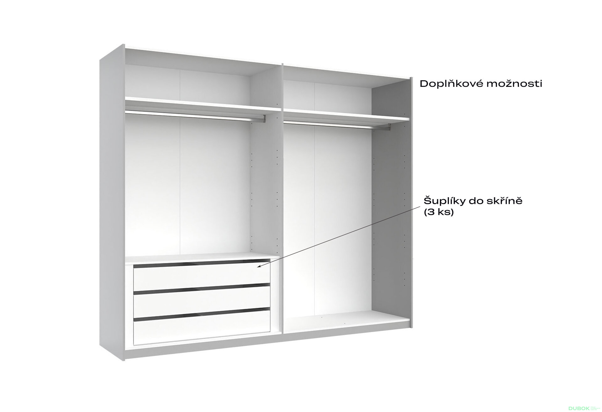 Fotografia 4 - Skriňa-šatňa 2,5x2,1m (Dvere Lesklé Biele), séria N Family