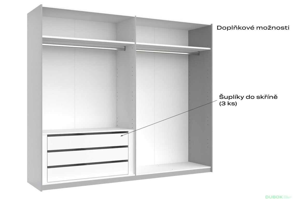 Fotografia 4 - Skriňa-šatňa 2,5x2,1m (Dvere Lesklé Biele), séria N Family
