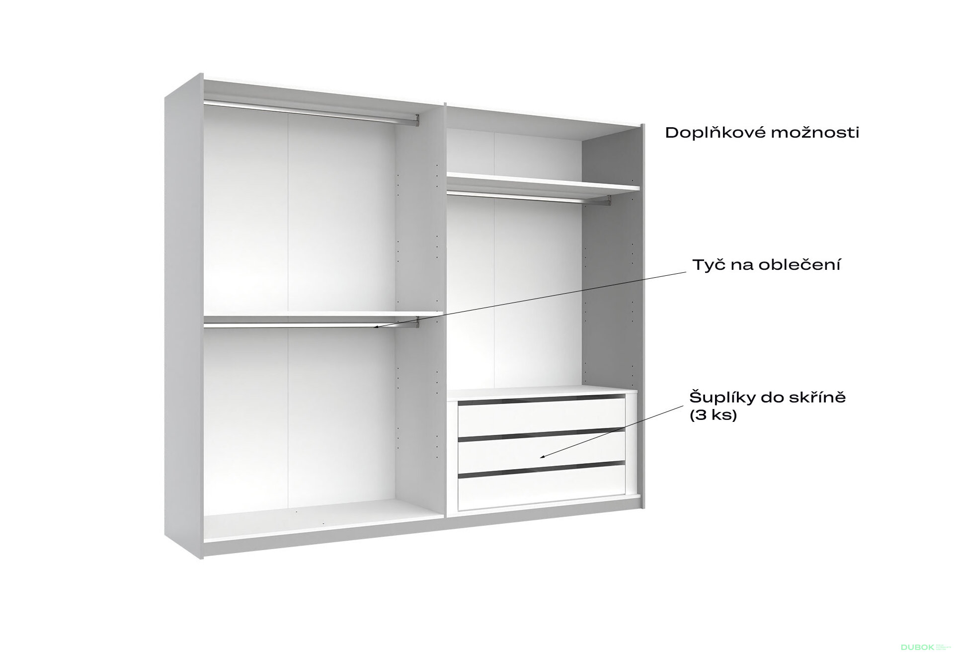 Fotografia 5 - Skriňa-šatňa 2,5x2,1m (Dvere Lesklé Biele), séria N Family