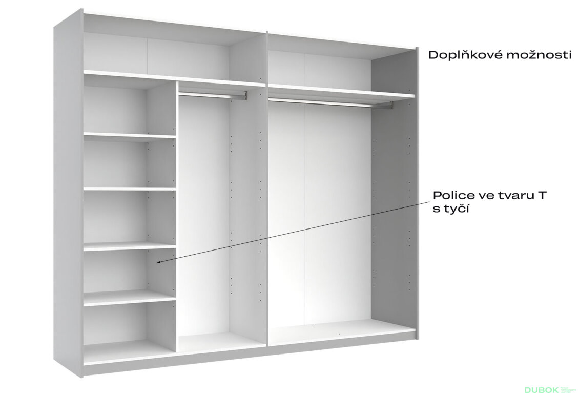 Fotografia 8 - Skriňa-šatňa 2,5x2,1m (Dvere Lesklé Biele), séria N Family