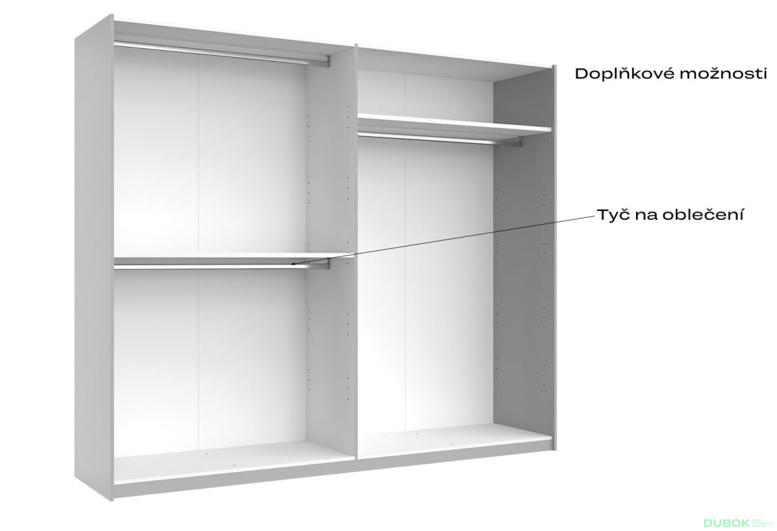Fotografia 10 - Skriňa-šatňa 2,5x2,1m (Dvere Lesklé Biele), séria N Family