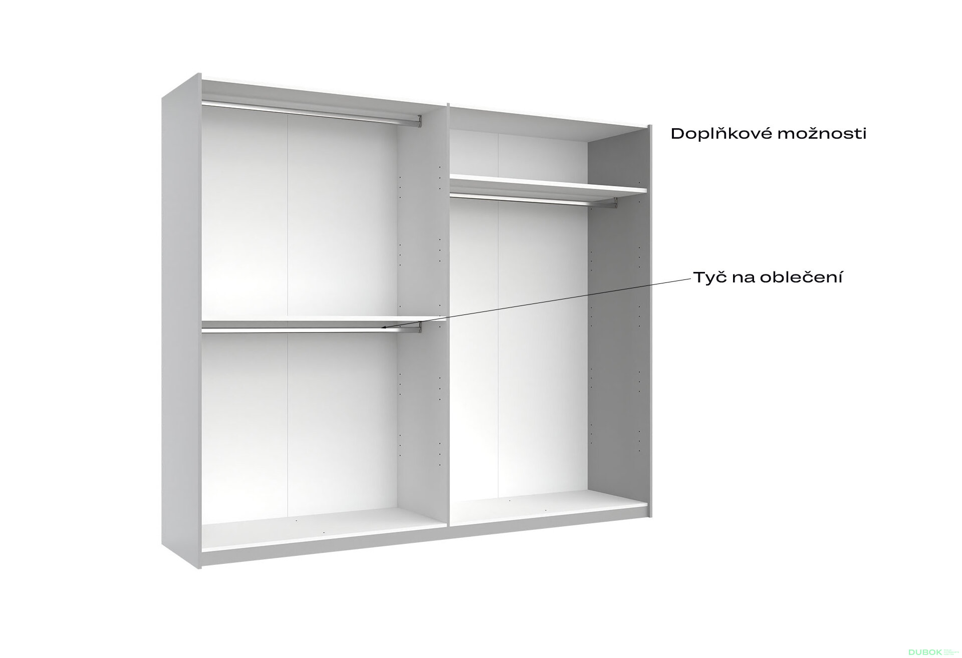 Fotografia 9 - Skriňa s posuvnými dverami 2,5x2,1m (Dvere Lesklé Biele/Zrkadlo), séria N Family
