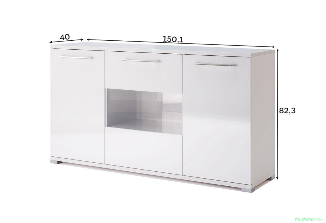 Fotografia 4 - Komoda 3dv biely lesk Family