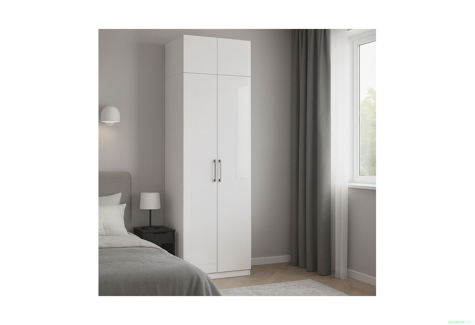 Fotografia 4 - Skriňa 2dv bez zrkadiel + Nástavec 2 dv, séria N biela Family