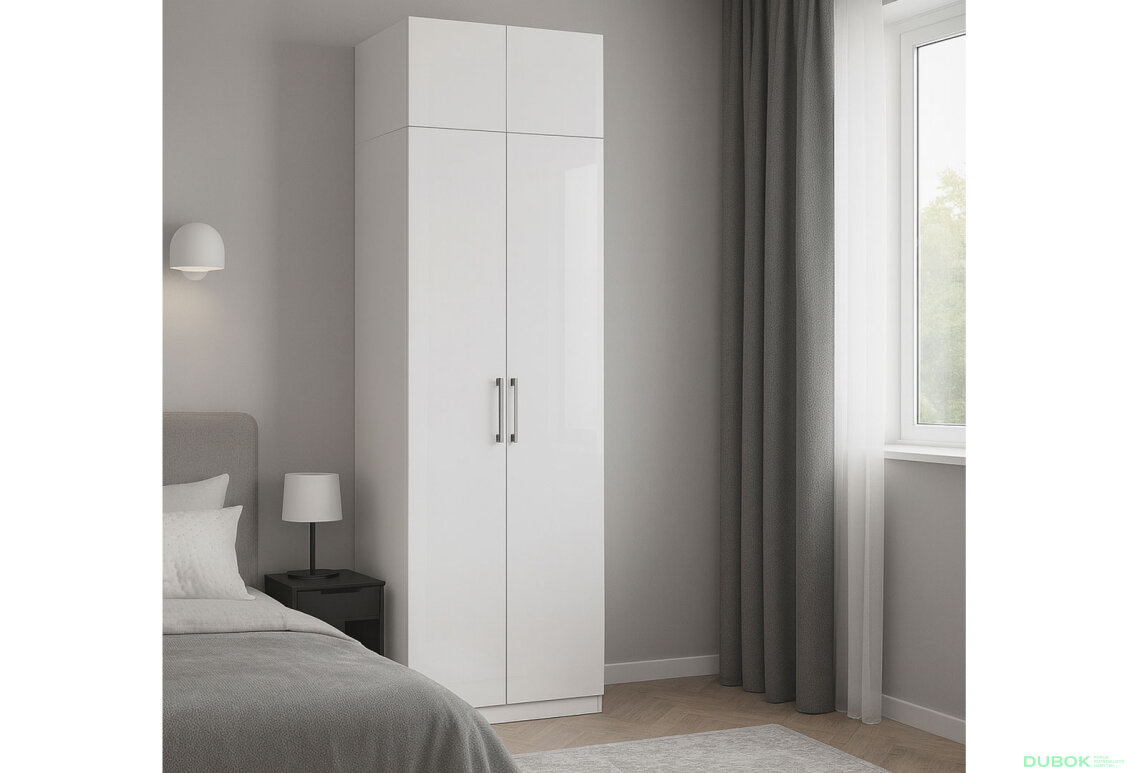 Fotografia 4 - Skriňa 2dv bez zrkadiel + Nástavec 2 dv, séria N biela Family