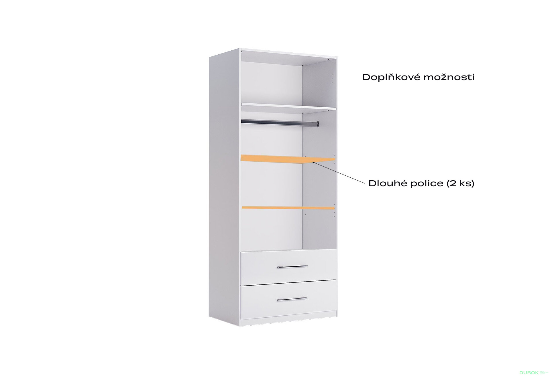 Fotografia 4 - Skriňa 2dv 2šu bez zrkadiel, séria N biely lesk Family