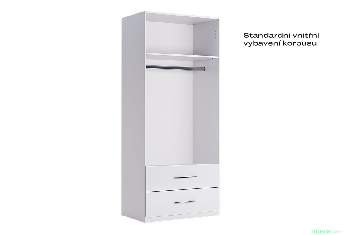 Fotografia 5 - Skriňa 2dv 2šu bez zrkadiel, séria N biely lesk Family