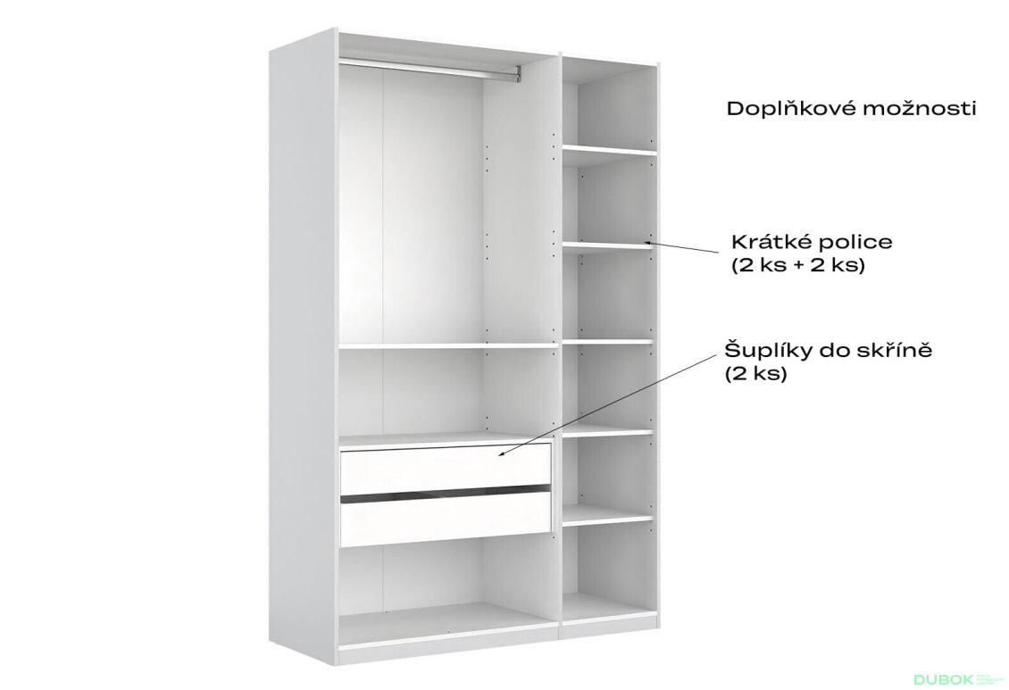 Fotografia 8 - Skriňa 3dv so zrkadlom, séria N biela Family