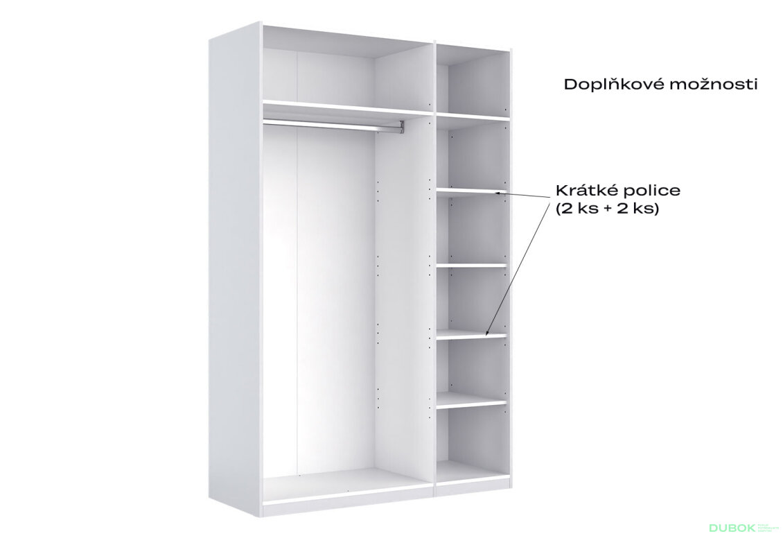 Fotografia 11 - Skriňa 3dv so zrkadlom, séria N biela Family