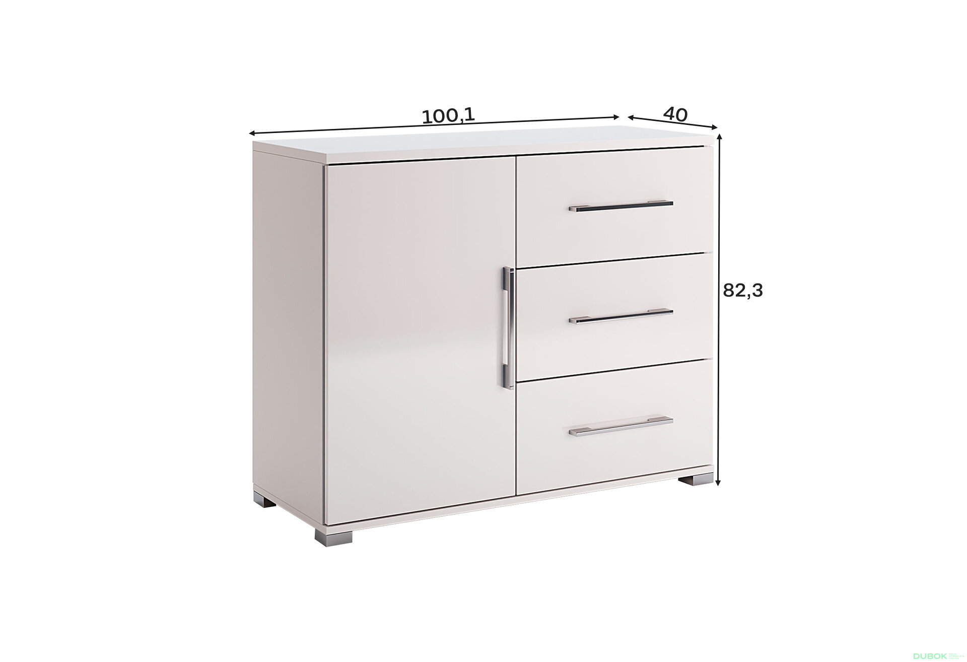 Fotografia 3 - Komoda 1dv 3šu biely lesk Family