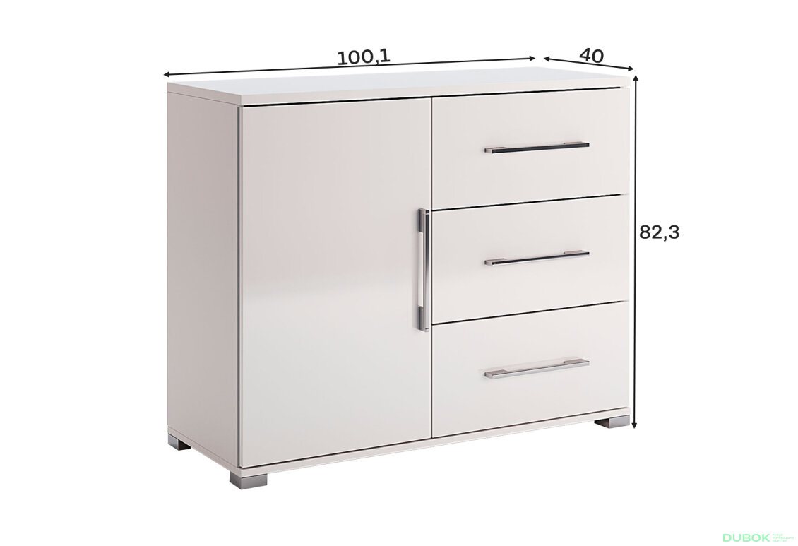 Fotografia 3 - Komoda 1dv 3šu biely lesk Family