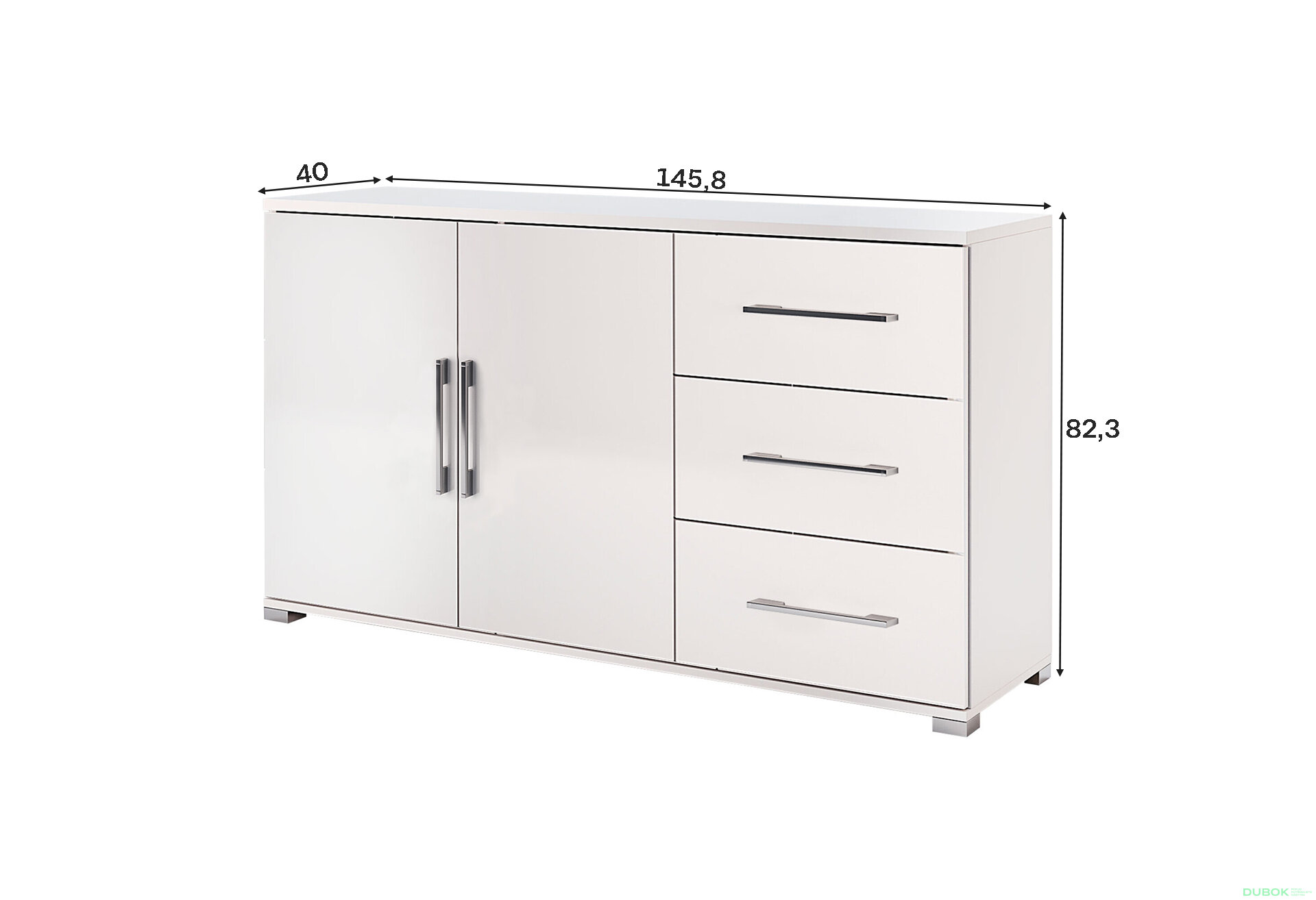 Fotografia 3 - Komoda 2dv 3šu biely lesk Family