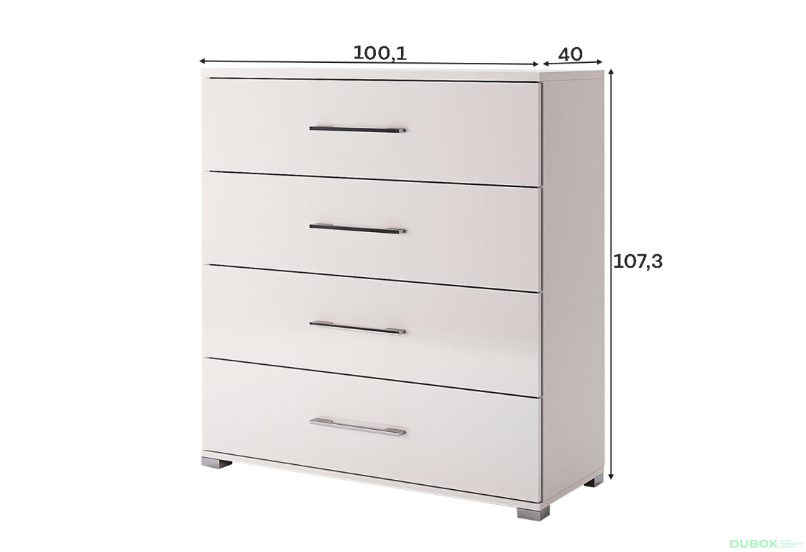 Fotografia 3 - Komoda 4šu biely lesk Family