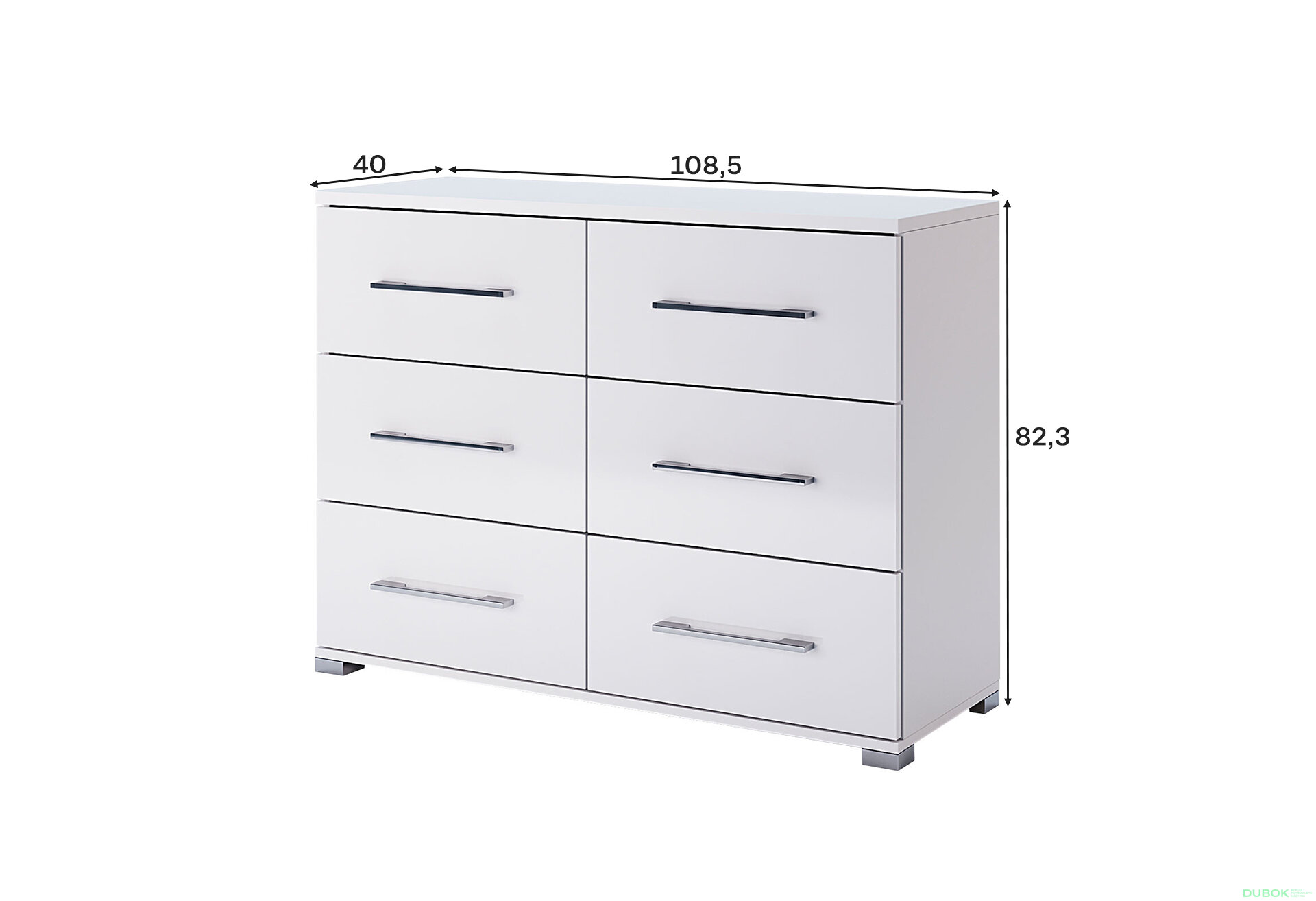 Fotografia 3 - Komoda 6šu biely lesk Family