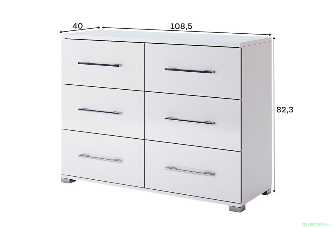 Fotografia 3 - Komoda 6šu biely lesk Family