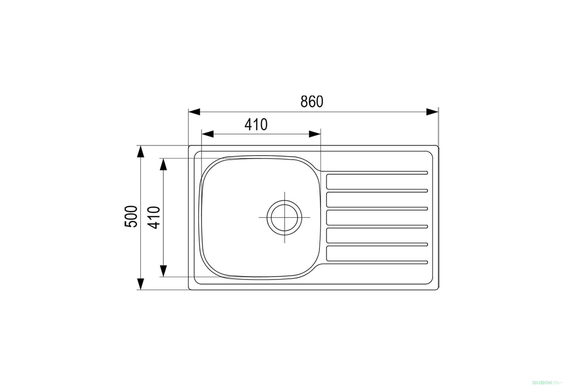 Fotografia 2 - StrongSinks S1 Drez Mohan nerez satén 860x500, s odkvapom, horná montáž