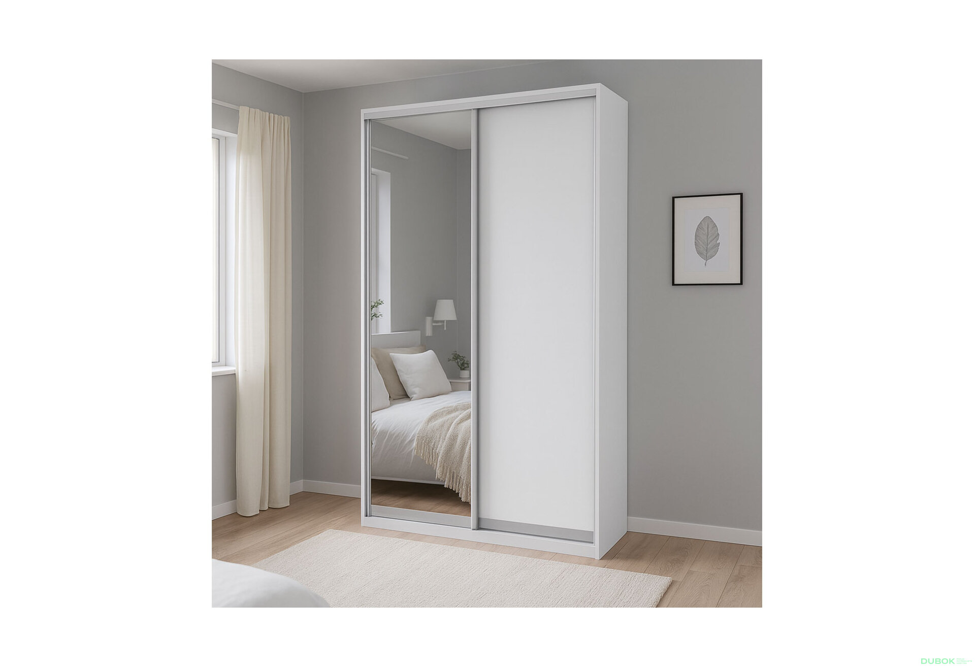 Fotografia 4 - Skriňa 2D 1500x600x2400, DTD + zrkadlo, biela