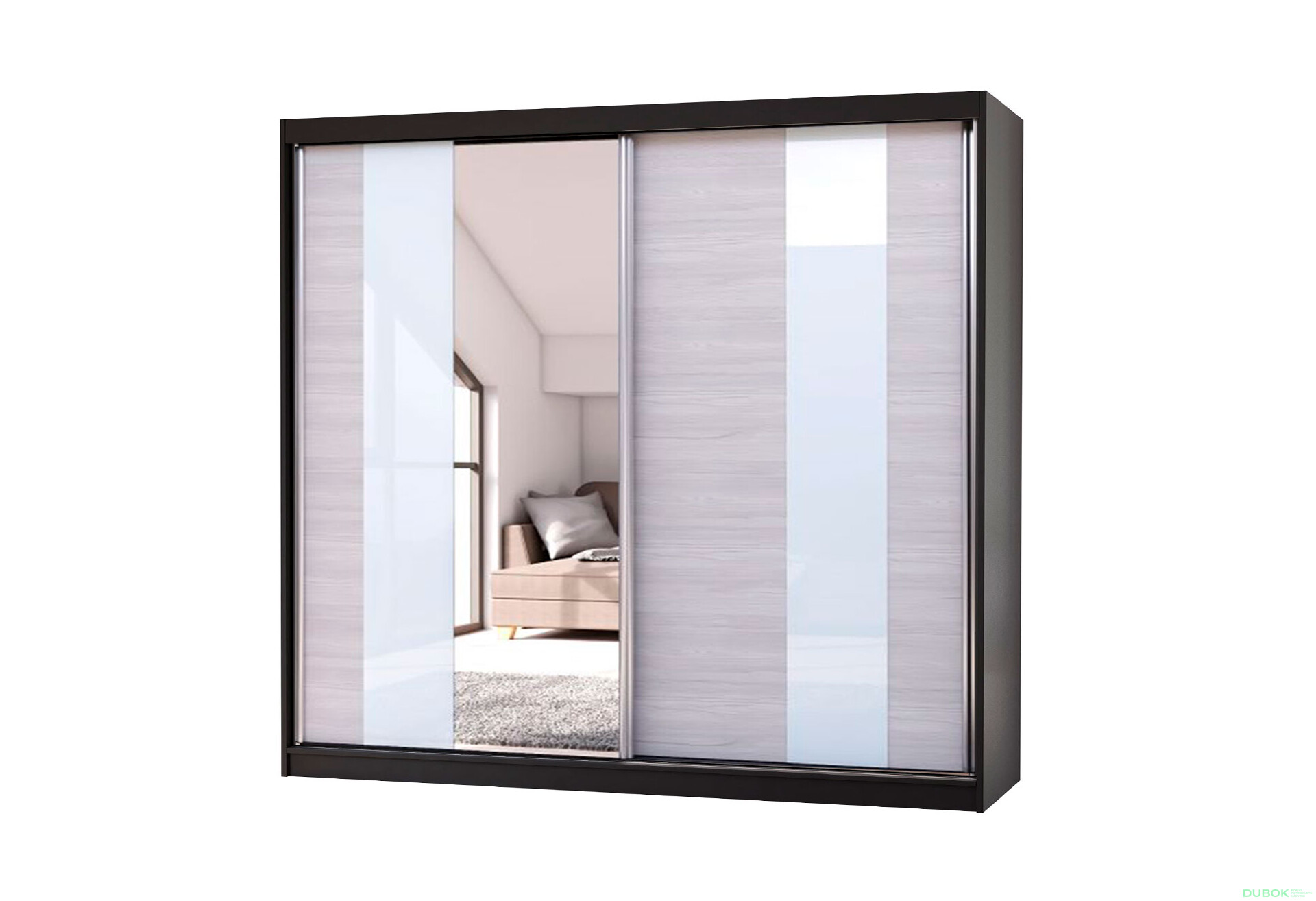 Fotografia 1 - Skriňa Multi 32, 233 čierna + fasáda kathult + lacobel + zrkadlo