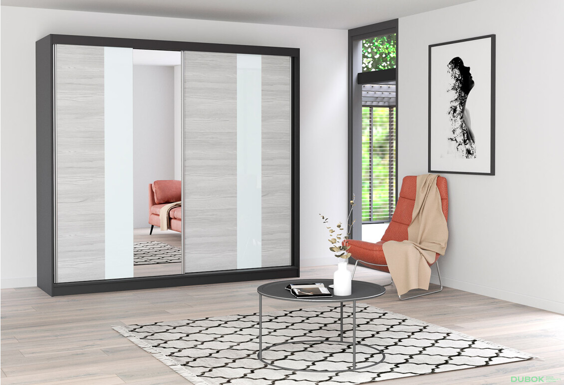 Fotografia 3 - Skriňa Multi 32, 233 čierna + fasáda kathult + lacobel + zrkadlo