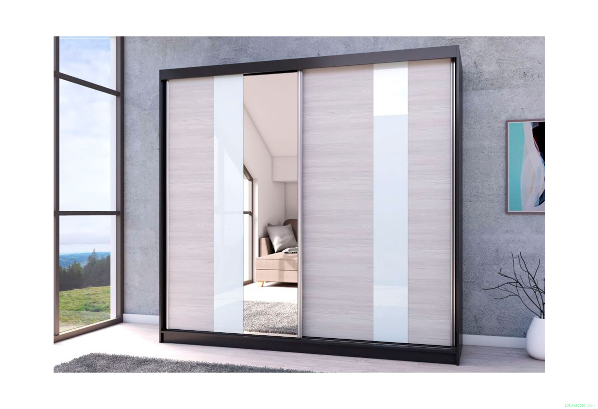 Fotografia 2 - Skriňa Multi 32, 233 čierna + fasáda kathult + lacobel + zrkadlo