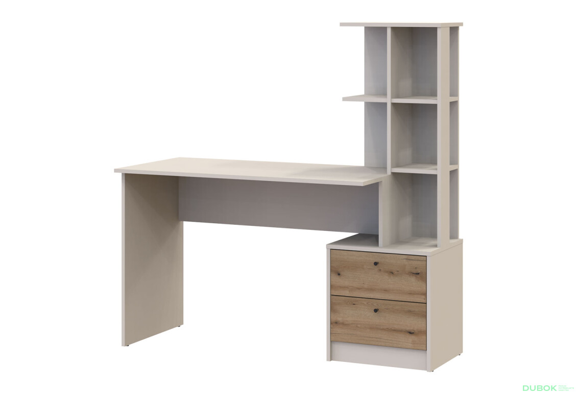 Písací stôl T7 kašmír / dub evoke 136x55x138