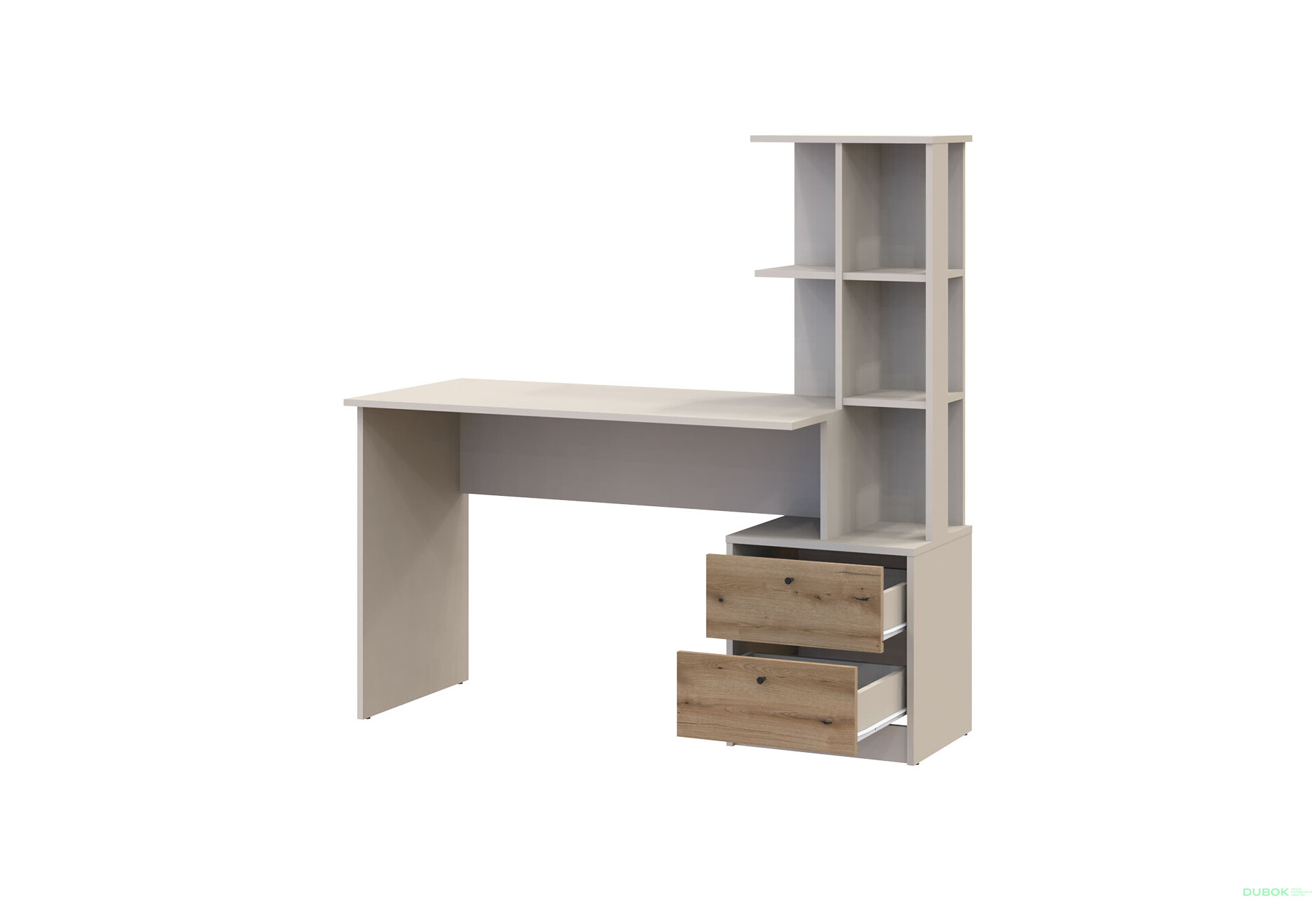 Písací stôl T7 kašmír / dub evoke 136x55x138 - Fotografia 5 Fotografia 5 - Písací stôl T7 kašmír / dub evoke 136x55x138