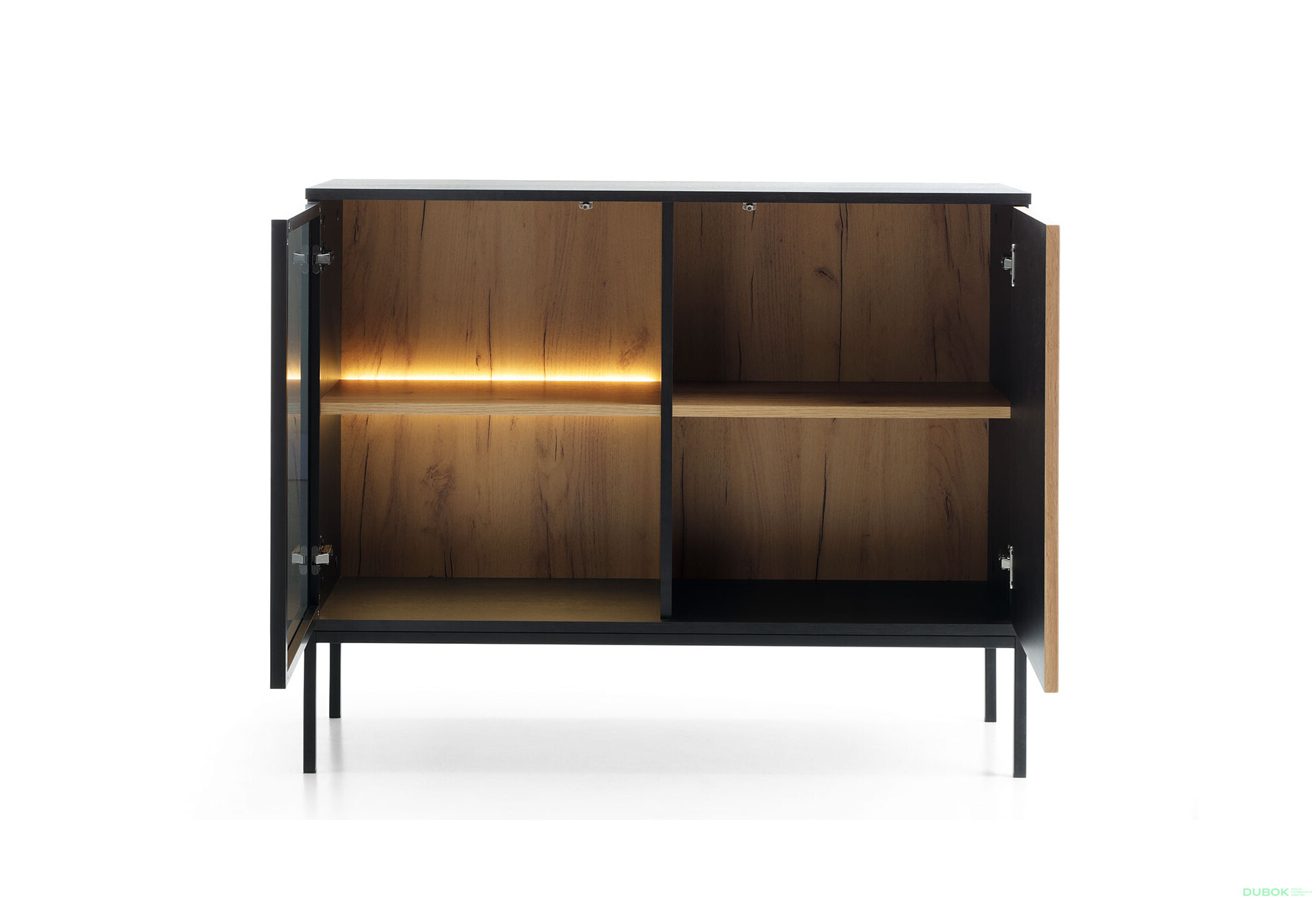 Komoda K104 1 pkt Ľad Sento čierny / dub wotan - Fotografia 3 Fotografia 3 - Komoda K104 1 pkt Ľad Sento čierny / dub wotan