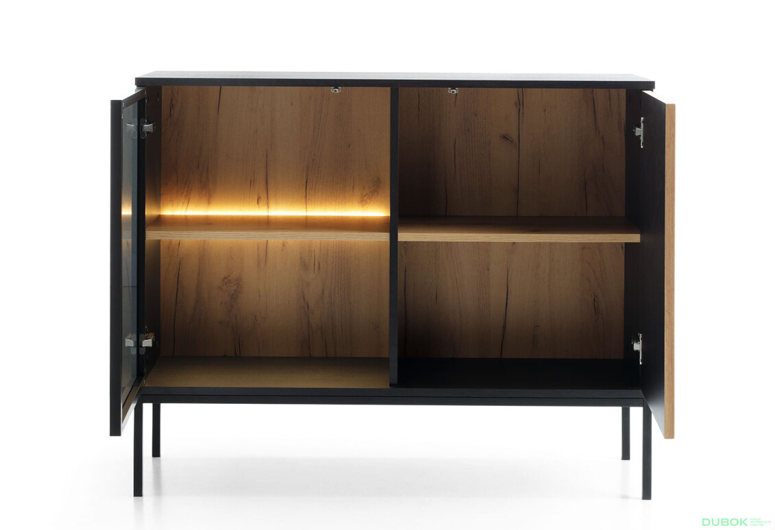 Komoda K104 1 pkt Ľad Sento čierny / dub wotan - Fotografia 3 Fotografia 3 - Komoda K104 1 pkt Ľad Sento čierny / dub wotan