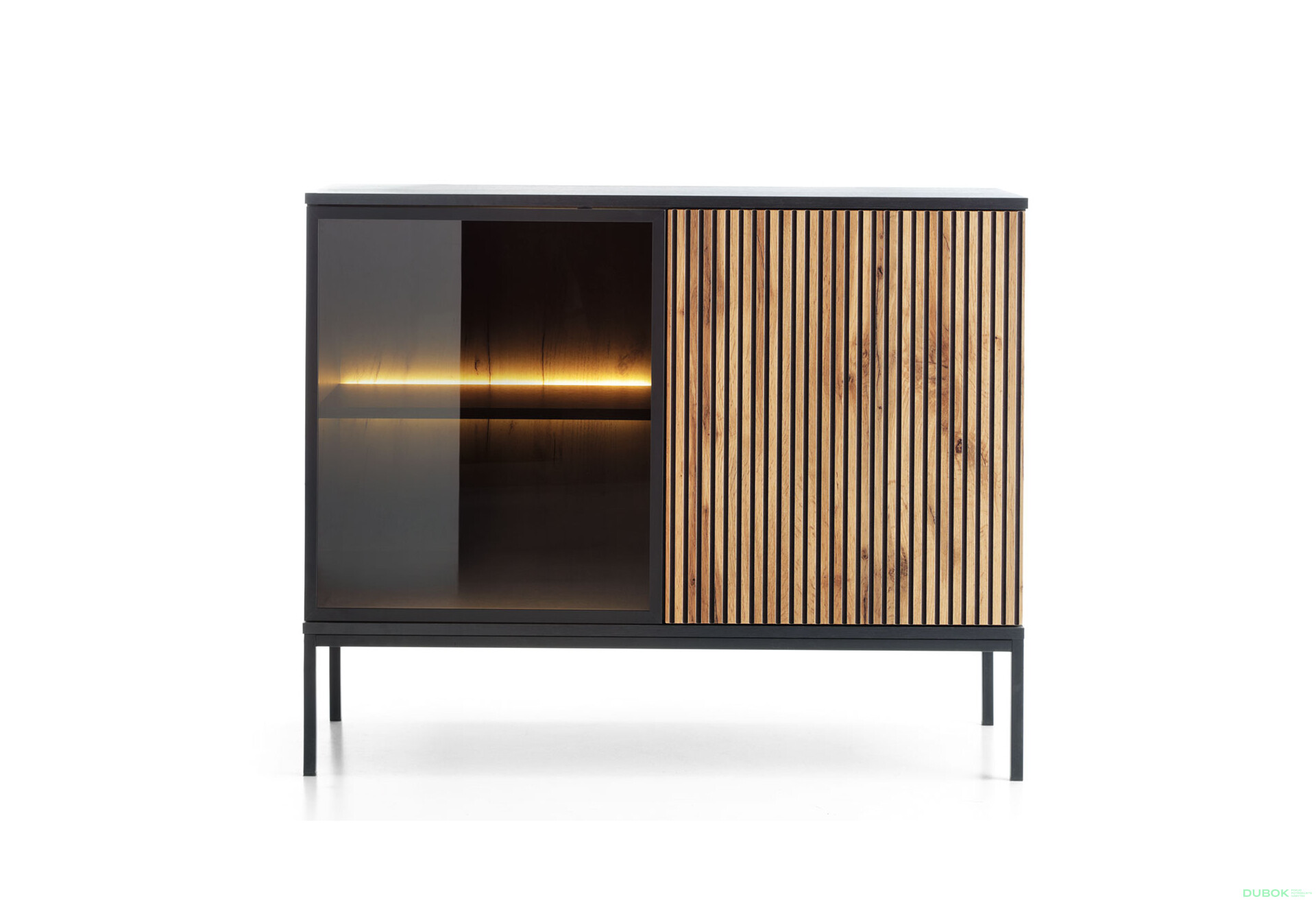 Komoda K104 1 pkt Ľad Sento čierny / dub wotan - Fotografia 2 Fotografia 2 - Komoda K104 1 pkt Ľad Sento čierny / dub wotan