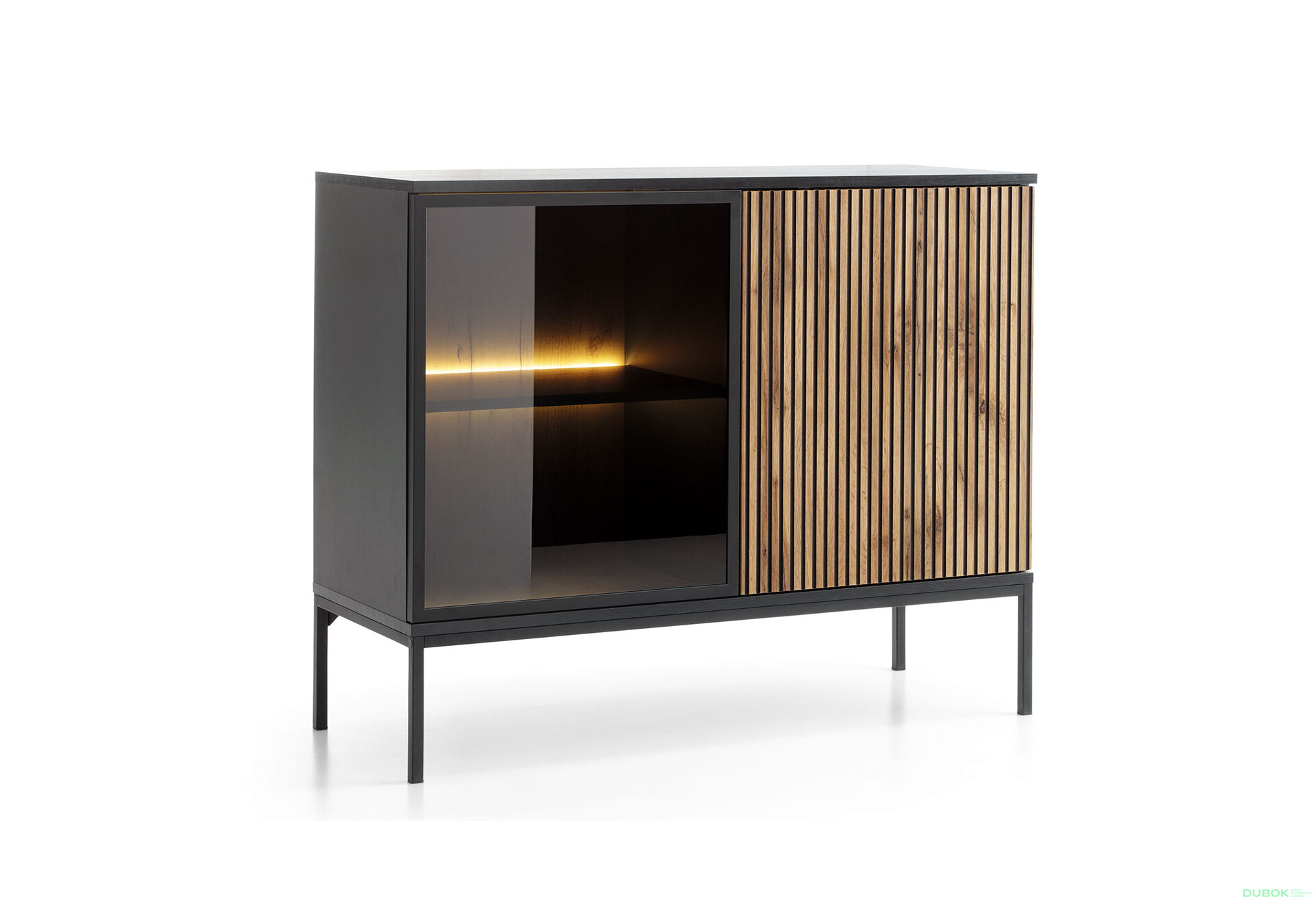 Komoda K104 1 pkt Ľad Sento čierny / dub wotan - Fotografia 4 Fotografia 4 - Komoda K104 1 pkt Ľad Sento čierny / dub wotan