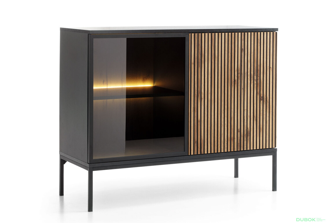 Komoda K104 1 pkt Ľad Sento čierny / dub wotan - Fotografia 4 Fotografia 4 - Komoda K104 1 pkt Ľad Sento čierny / dub wotan