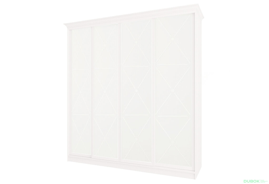 Skriňa Rim-Veneziano 4D 2,5 m biela s rímsou, fasádami DTD (s dekorom)