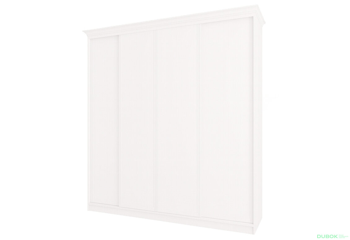 Skriňa Rim-Veneziano 4D 2,63 m biela s rímsou, fasádami DTD