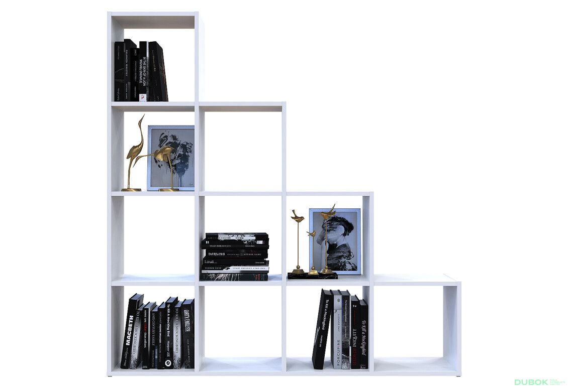 Regál otvorený Step 4х4 136.2х28.8х140.7 biely - Fotografia 5 Fotografia 5 - Regál otvorený Step 4х4 136.2х28.8х140.7 biely
