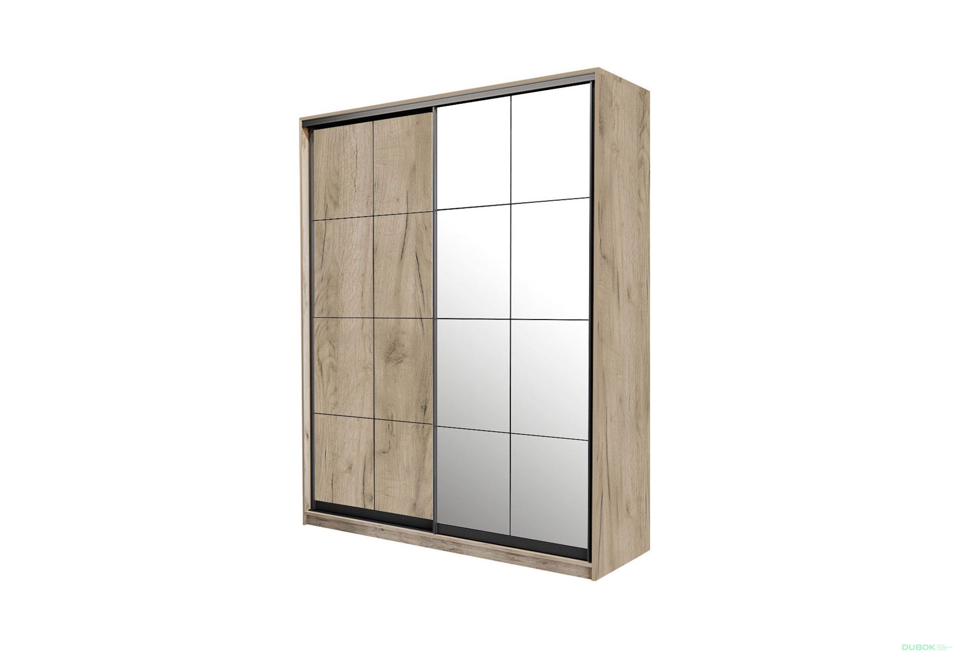 Fotografia 1 - Skriňa s posuvnými dverami DTD + zrkadlo 150x240x60 cm Loft Lines BL Dub kraft sivý