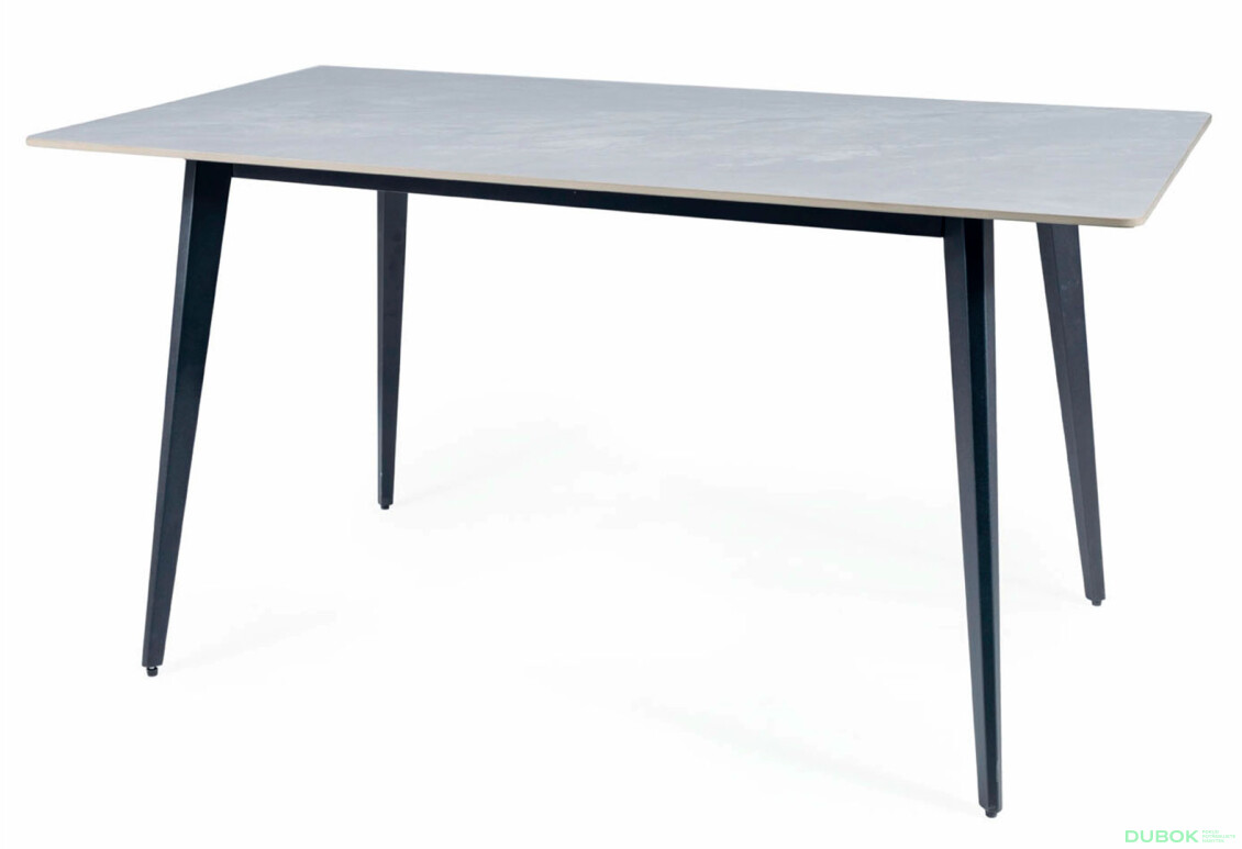 Stôl Ivy 140x80 mramorový efekt, šedý / čierny mat