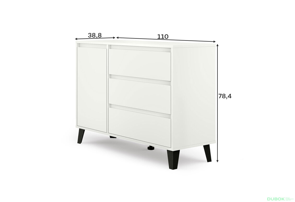 Fotografia 9 - Komoda Borg 1d3s biela