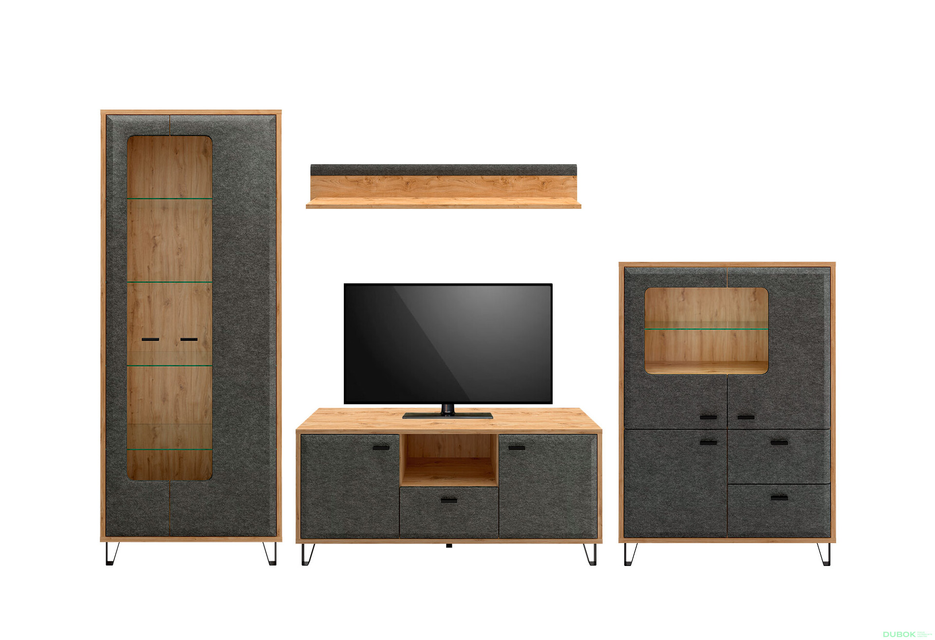 Obývacia zostava 3.2 m Grace dub navarra / grafit - Fotografia 1 Fotografia 1 - Obývacia zostava 3.2 m Grace dub navarra / grafit