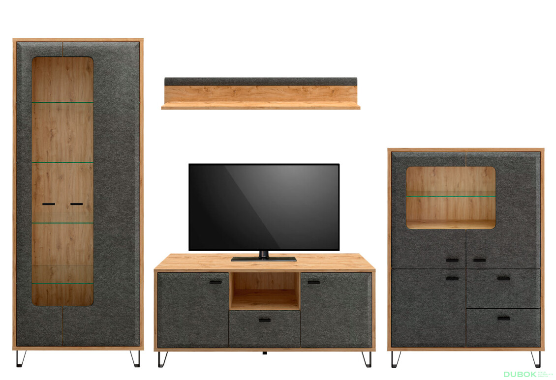 Obývacia zostava 3.2 m Grace dub navarra / grafit - Fotografia 1 Fotografia 1 - Obývacia zostava 3.2 m Grace dub navarra / grafit