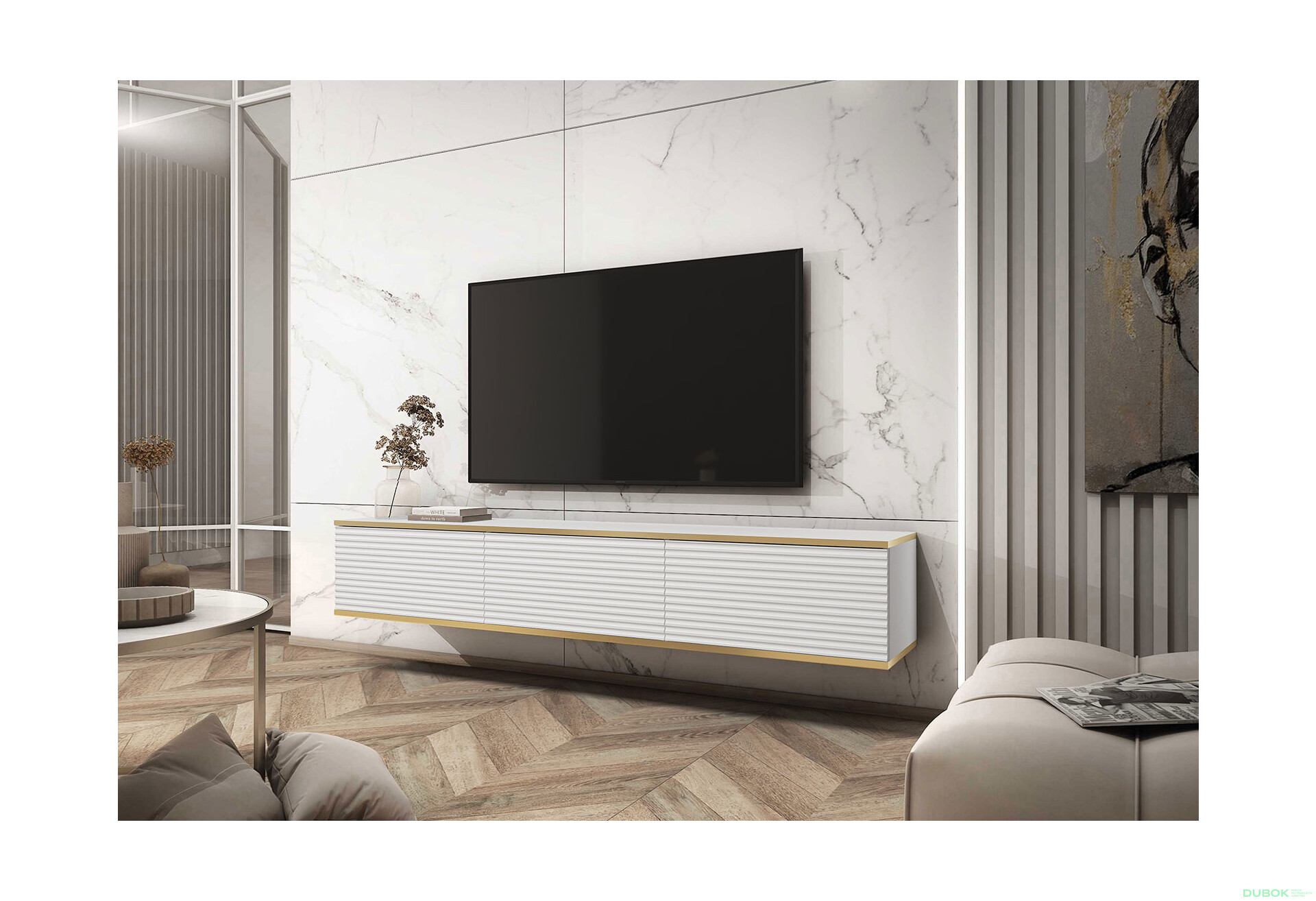 TV stolík RTV 175 MDF biely Oro - Fotografia 2 Fotografia 2 - TV stolík RTV 175 MDF biely Oro