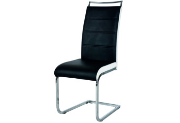 Stolička H-441 Chrome, ekokoža čierna + biela strany