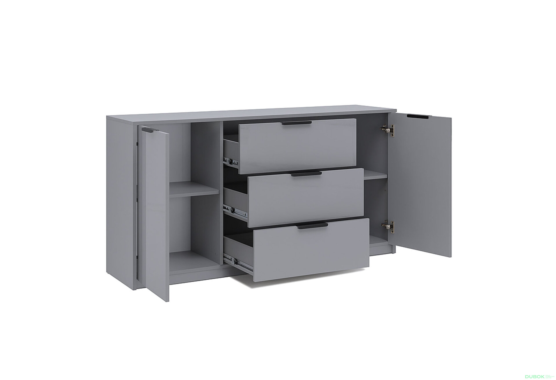 Fotografia 4 - Komoda Roma Color 2 dvere 3 šírky 1,6 m lesklá sivá láva