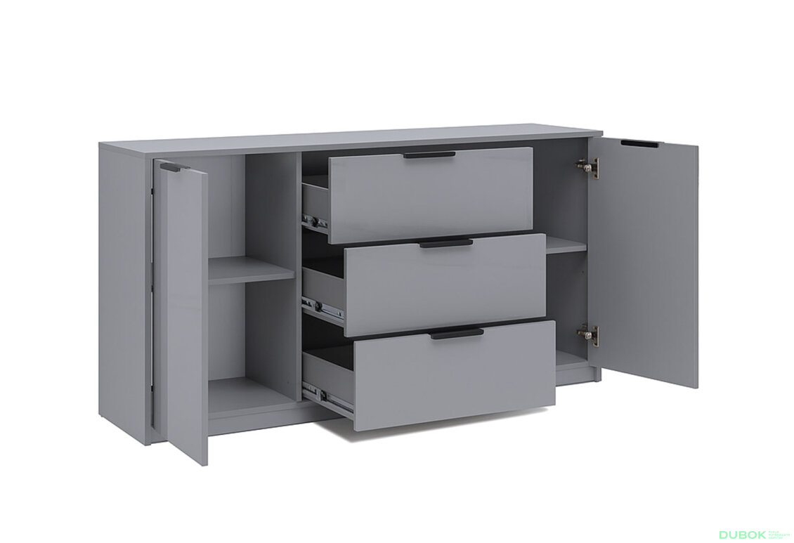 Fotografia 4 - Komoda Roma Color 2 dvere 3 šírky 1,6 m lesklá sivá láva