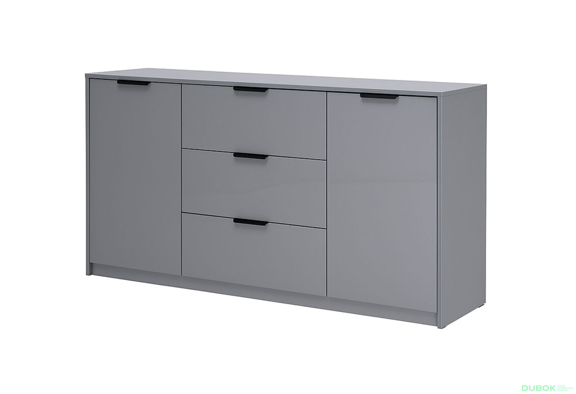 Komoda Roma Color 2 dvere 3 šírky 1,6 m lesklá sivá láva