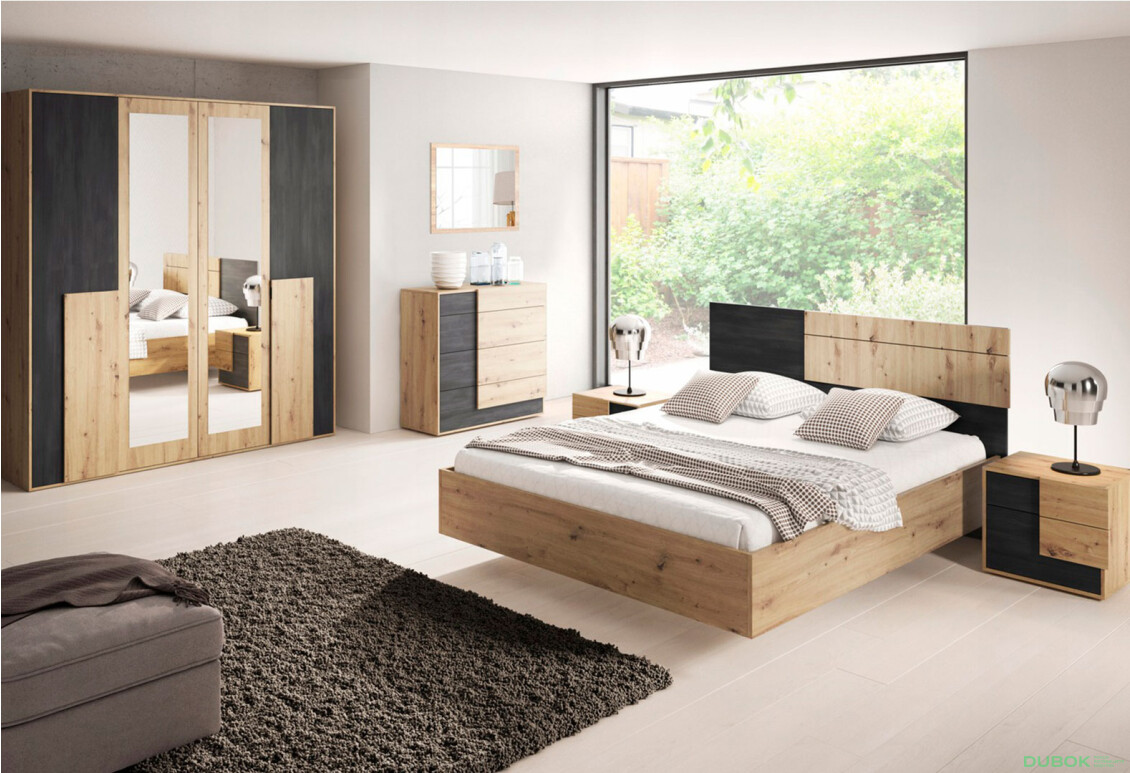 Spálňová zostava 4D Bafra dub artisan / grafit Idczak meble